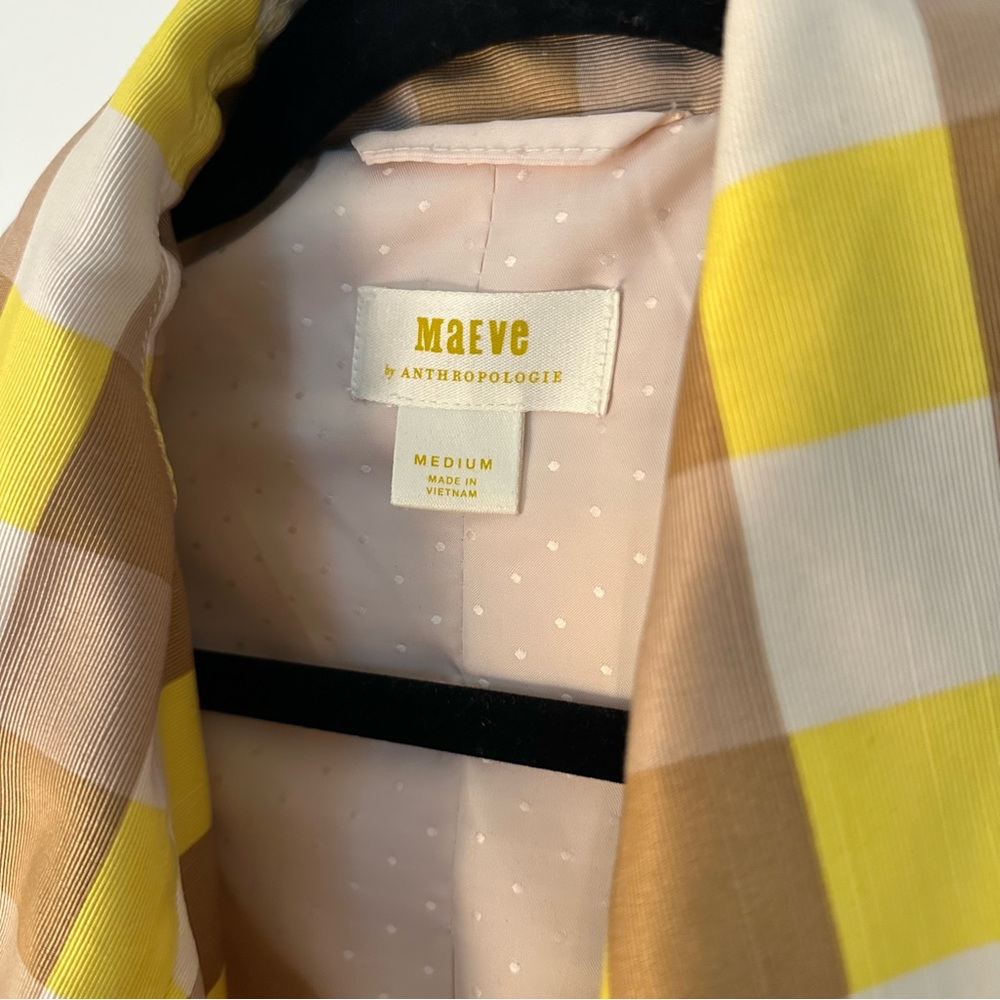 Anthropologie Maeve Yellow and Brown Gingham Coat - Picture 3 of 9